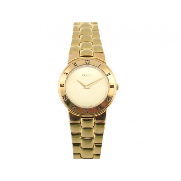 MONTRE GUCCI 33002.L 26 MM QUARTZ PLAQUE OR DORE + BOITE GOLDEN WATCH