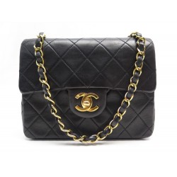 SAC A MAIN CHANEL TIMELESS MINI SQUARE CUIR MATELASSE NOIR BANDOULIERE BAG 3600€