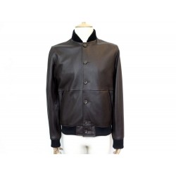 NEUF BLOUSON OLIVER SPENCER BOMBER 48 M CUIR GRAINE MARRON LEATHER JACKET 1100€