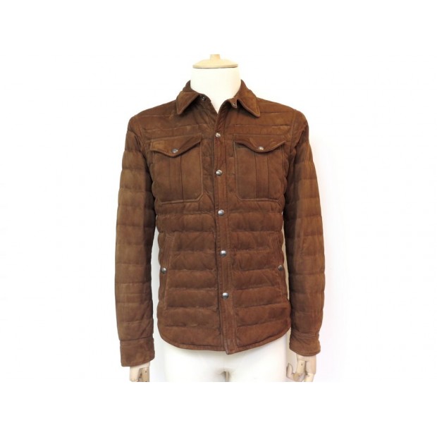 BLOUSON RALPH LAUREN POLO 48 M VESTE CUIR AGNEAU MATELASSE DOWN SHIRT COAT 1000€