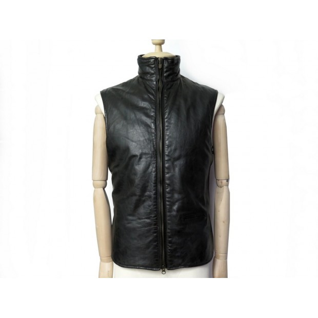 BLOUSON BELSTAFF SANS MANCHE 50 L VESTE EN CUIR NOIR LEATHER SLEEVELESS JACKET