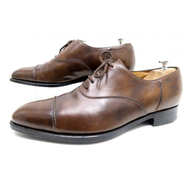 NEUF CHAUSSURES JOHN LOBB LANSTON RICHELIEU 10E 44 CUIR PATINE + SAC SHOES 1365€