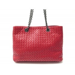 SAC A MAIN BOTTEGA VENETA CABAS EN CUIR INTRECCIATO TRESSE ROUGE HAND BAG 4900€