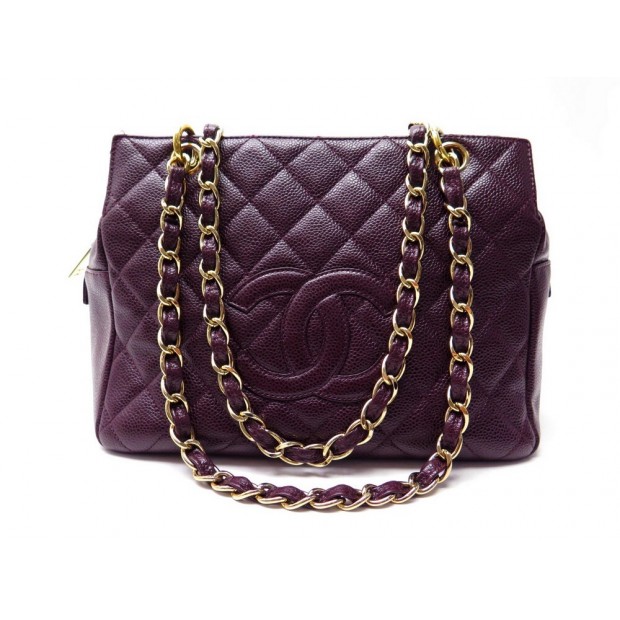 SAC A MAIN CHANEL SHOPPING BAG EN CUIR CAVIAR BORDEAUX LEATHER HANDBAG 4200€