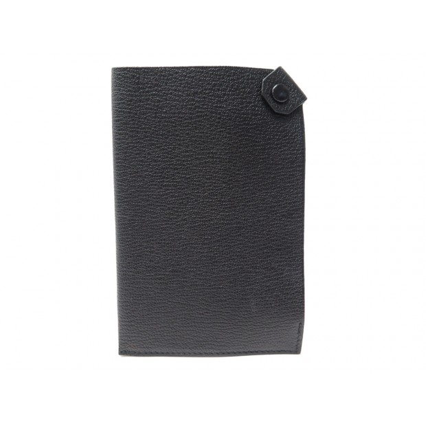 NEUF PORTE PASSEPORT HERMES TARMAC CUIR CHEVRE MYSORE NOIR NEW COVER 226€