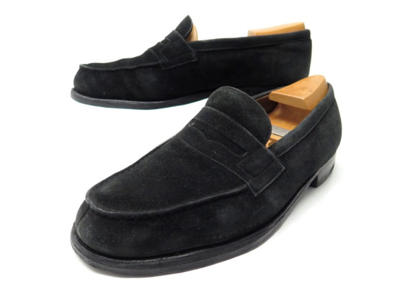 chaussures jm weston mocassins 180 7c 42 fin daim noir