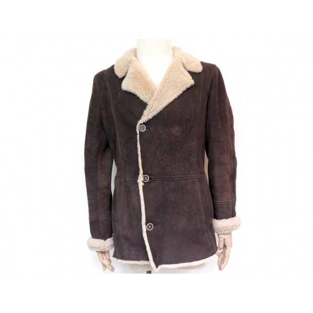 MANTEAU CHEVIGNON LONG SHEARLING M 48 EN CUIR PEAU LAINEE BLOUSON COAT 1200€