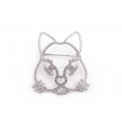 NEUF BROCHE CHANEL CHAT CHOUPETTE STRASS ARGENTE + BOITE COLLECTOR NEW BROOCH