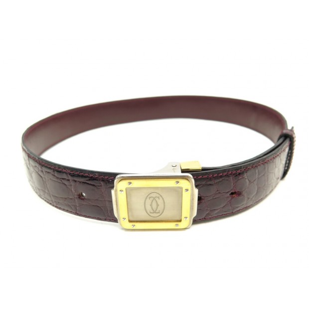 VINTAGE CEINTURE MUST DE CARTIER SANTOS 70 EN CUIR CROCODILE LEATHER BELT 2650€