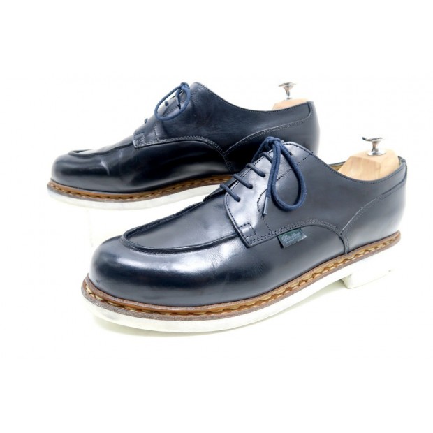 CHAUSSURES PARABOOT CHAMBORD DERBY 8.5F 42.5 CUIR BLEU SEMELLES BLANCHES 345€