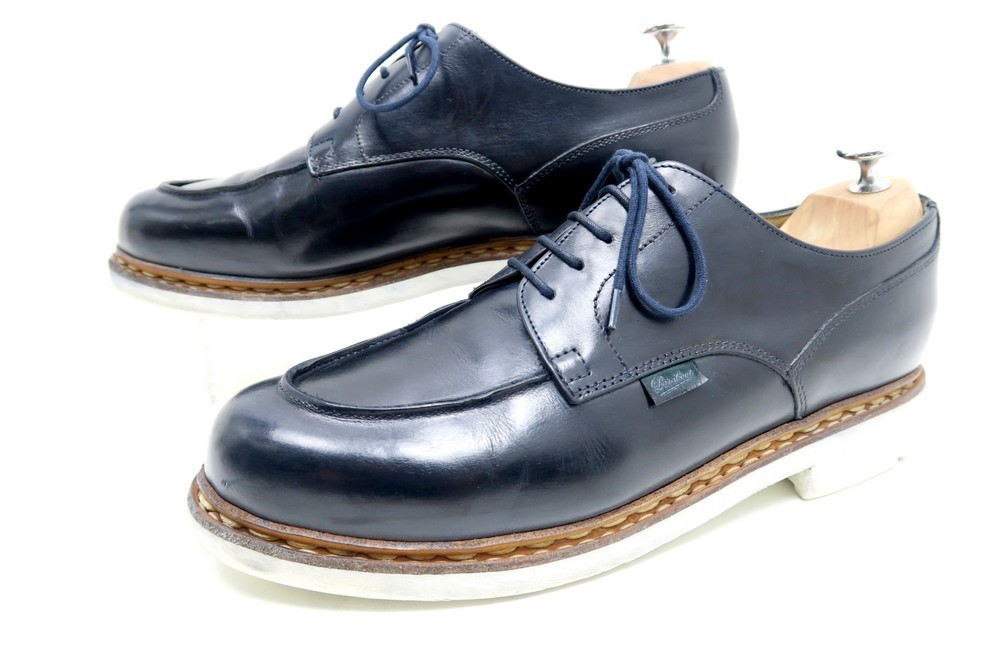 chaussures paraboot chambord derby 8.5f 42.5 cuir bleu