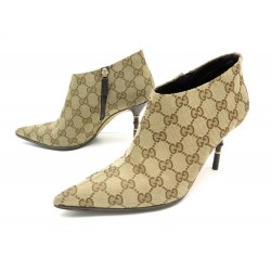 CHAUSSURES GUCCI BOTTINES 182023 37 EN TOILE MONOGRAMMEE GG LOW BOOTS SHOES 780€