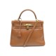 SAC A MAIN HERMES KELLY 32 RETOURNE EN CUIR GOLD + BANDOULIERE LEATHER HAND BAG