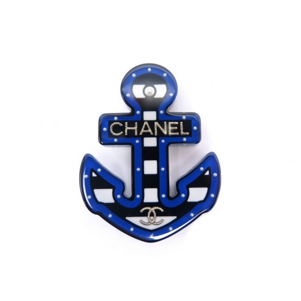 NEUF BROCHE CHANEL LA PAUSA ANCRE EN RESINE BLEU + BOITE NEW ANCHOR BROOCH 560€