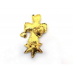 BROCHE CHRISTIAN LACROIX EN METAL DORE CROIX PENDENTIF GOLDEN BROOCH PENDANT