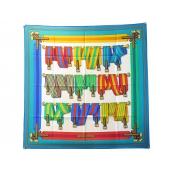 NEUF FOULARD HERMES LES SANGLES PAR JOACHIM METZ CARE 90 EN SOIE SILK SCARF 410€