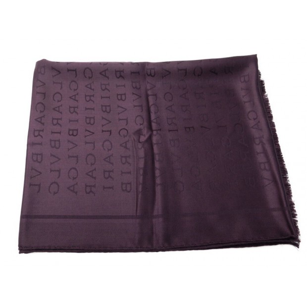 NEUF ECHARPE BULGARI LOGOMANIA ETOLE 70 X 180 CM EN SOIE PRUNE STOLE SCARF 300€