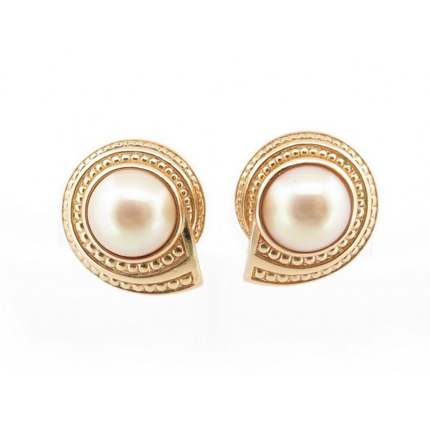 VINTAGE NEUF BOUCLES D'OREILLES CHRISTIAN DIOR ESCARGOT PERLE PEARL EARRINGS NEW