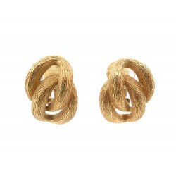 VINTAGE BOUCLES D'OREILLES CHRISTIAN DIOR ANNEAUX ENTRELACES CLIP DORE EARRINGS