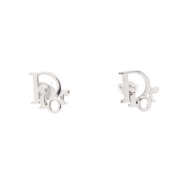 BOUCLES D'OREILLES CHRISTIAN DIOR MONOGRAMME OBLIQUE ARGENTE EARRINGS 310€