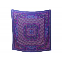 CHALE HERMES FLEURS EN CACHEMIRE ET SOIE VIOLET FOULARD CASHMERE SHAWL 1000€