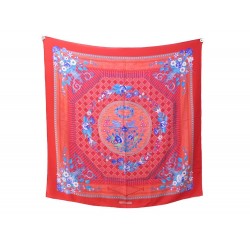 CHALE HERMES JEUX DE PAILLE PERRIERE CACHEMIRE ET SOIE ROUGE FOULARD SHAWL 1000€