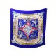 CHALE HERMES TROPIQUES BOURTHOUMIEUX CACHEMIRE ET SOIE BLEU SCARF SHAWL 1180€