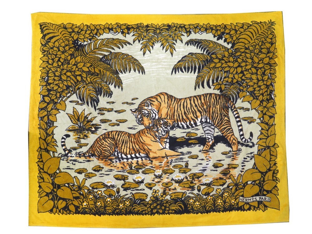 grand drap de plage hermes tigres jungle love 140