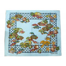 GRAND DRAP DE PLAGE HERMES POISSONS 140 x 170CM TAPIS SERVIETTE COTON TOWEL 960€