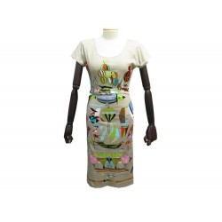 ROBE HERMES LES FOLIES DU CIEL S 36 TAUPE + CEINTURE FOULARD CARRE DRESS 800€