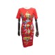 NEUF ROBE HERMES LES FOLIES DU CIEL S 36 EN COTON ROUGE FOULARD CARRE DRESS 800€