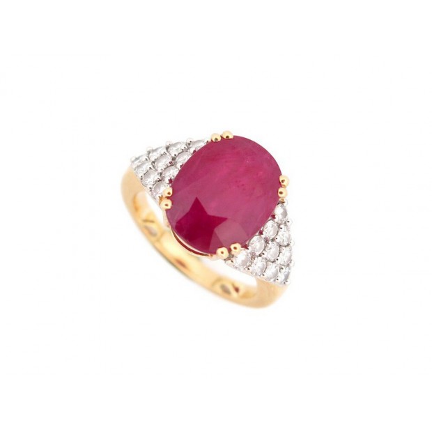 BAGUE VAN DER BAUWEDE T52 OR JAUNE 18K RUBIS 7.2CT DIAMANTS DIAMONDS RING 21450€