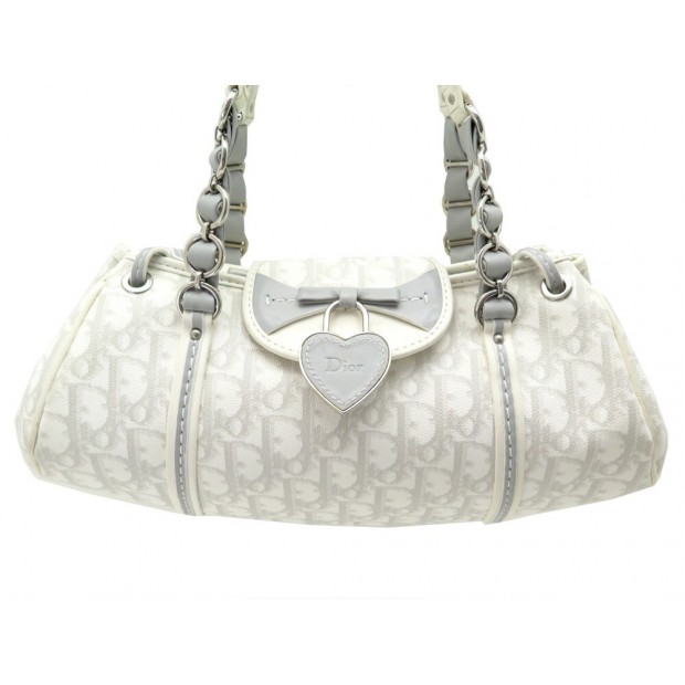 SAC A MAIN CHRISTIAN DIOR ROMANTIQUE TROTTER TOILE OBLIQUE BLANC HAND BAG 845€