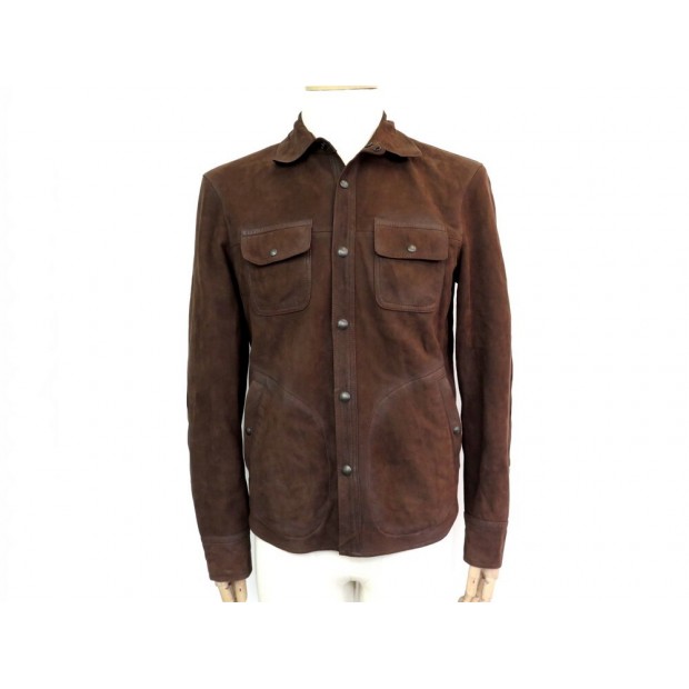 BLOUSON RALPH LAUREN VESTE CHEMISE EN CUIR NUBUCK 48 M LEATHER SHIRT JACKET 899€