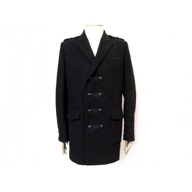 NEUF MANTEAU LONG THE KOOPLES HPL105 48 M LAINE NOIR BLACK WOOL JACKET COAT 500€