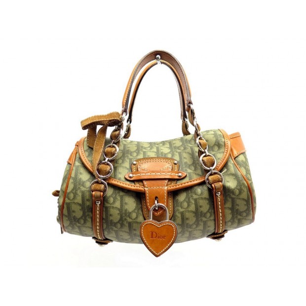 SAC A MAIN CHRISTIAN DIOR MINI TROTTER ROMANTIQUE TOILE OBLIQUE VERT PURSE 710€