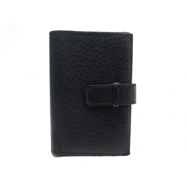 PORTEFEUILLE HERMES EN CUIR AUTRUCHE NOIR PORTE MONNAIE OSTRICH LEATHER WALLET