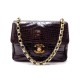 VINTAGE SAC A MAIN CHANEL TIMELESS MINI BANDOULIERE CUIR DE CROCODILE MARRON BAG