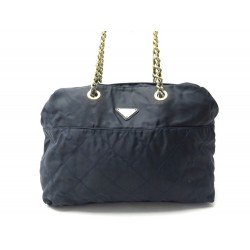 SAC A MAIN PRADA CABAS PORTE EPAULE TOILE NYLON BLEU 39CM TOTE HAND BAG 1400€