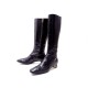 CHAUSSURES DOLCE & GABBANA BOTTES 38.5 EN CUIR VERNI NOIR LEATHER BOOTS 1250€