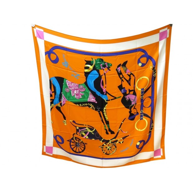 NEUF FOULARD HERMES TOUT EN CARRE 140 CM EN SOIE ORANGE BOITE SILK SCARF 800€