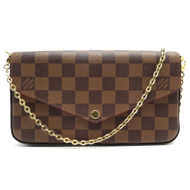 NEUF SAC A MAIN LOUIS VUITTON POCHETTE FELICIE N63032 DAMIER EBENE CLUTCH 1100€