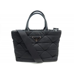 NEUF SAC A MAIN PRADA CABAS EN NYLON MATELASSE NOIR BANDOULIERE HAND BAG 1250€