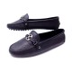 NEUF CHAUSSURES LOUIS VUITTON MOCASSINS 38.5 CUIR GRAINE NOIR BOITE SHOES 640€