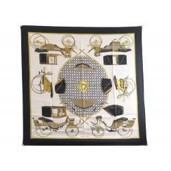 FOULARD HERMES LES VOITURES A TRANSFORMATION PERRIERE CARRE 90 SOIE SCARF 410€