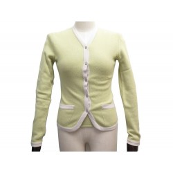 NEUF ENSEMBLE CHANEL TWIN SET GILET + DEBARDEUR S 36 EN CACHEMIRE VERT NEW 2500€