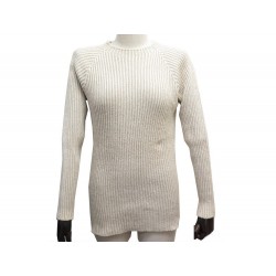 NEUF PULL MANCHES LONGUES HERMES MAILLE S 36 SOIE BEIGE NEW SILK SWEATER 1400€