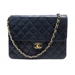 VINTAGE SAC A MAIN CHANEL TIMELESS EN CUIR MATELASSE BLEU BOITE HAND BAG 4200€