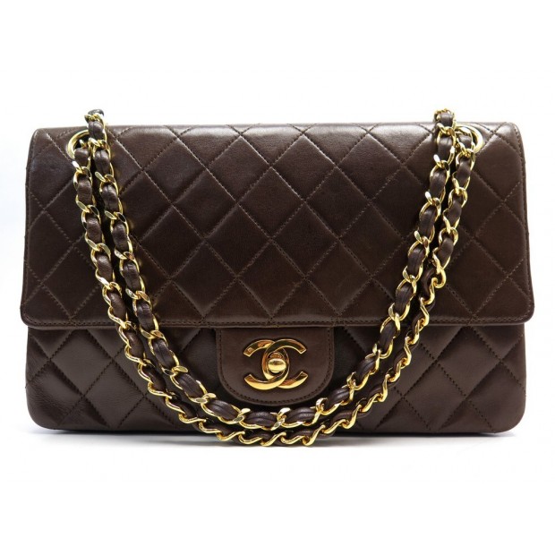 VINTAGE SAC A MAIN CHANEL CLASSIQUE TIMELESS M CUIR MATELASSE MARRON BAG 8250€