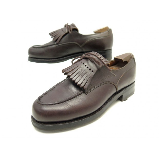 CHAUSSURES JM WESTON DERBY LE GOLF A FRANGES 641 4C 37 CUIR MARRON SHOES 885€